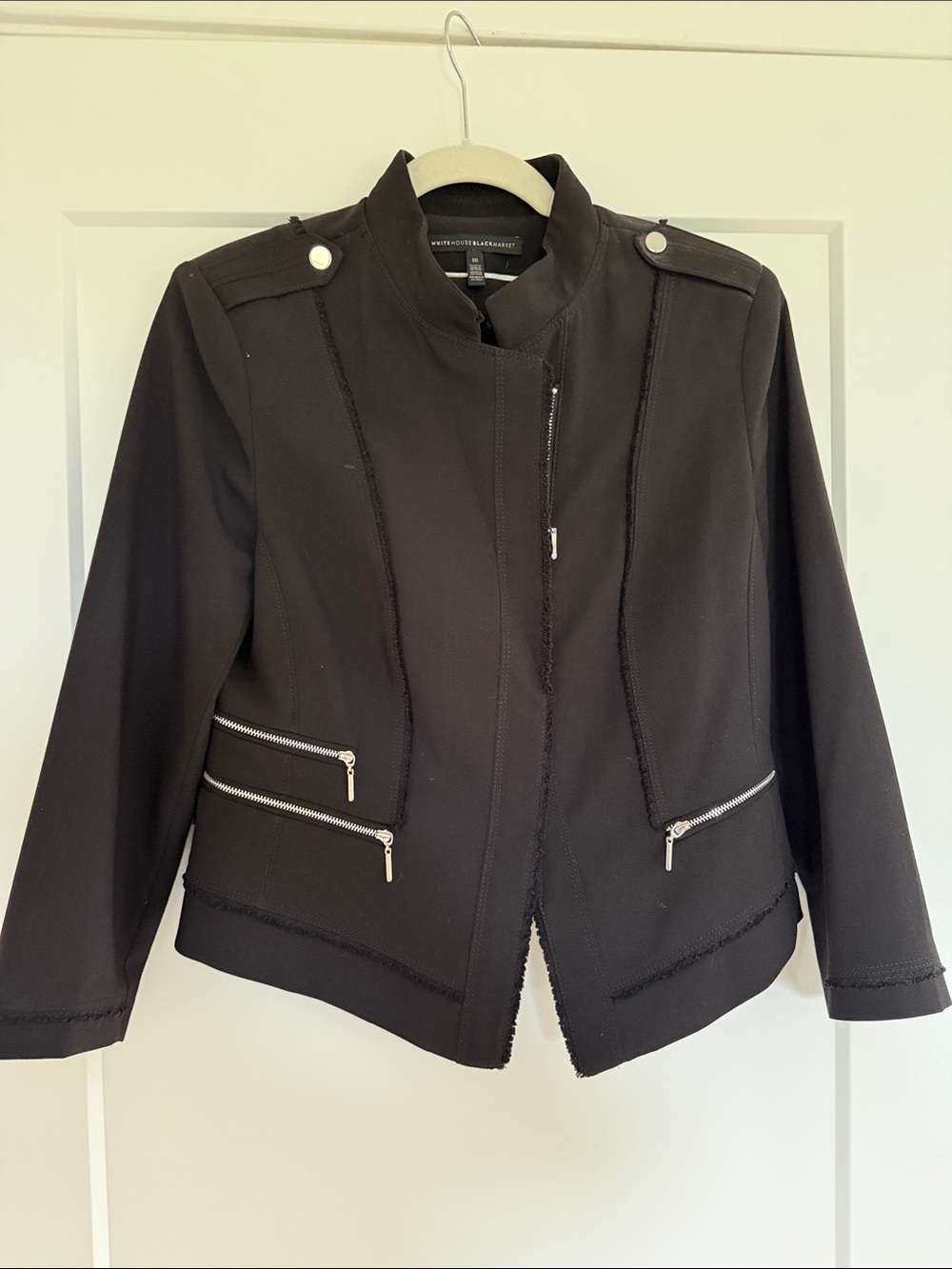 White House Black Market Black Military-Style Zip Pocket Jacket